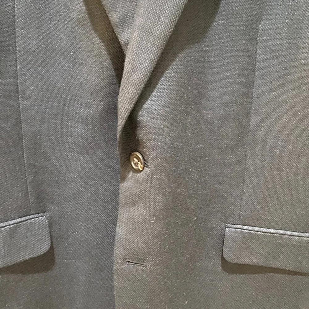 Lauren Ralph Lauren Mens 44R Blazer Jacket Charcoal Black Linen Blend 2-Button